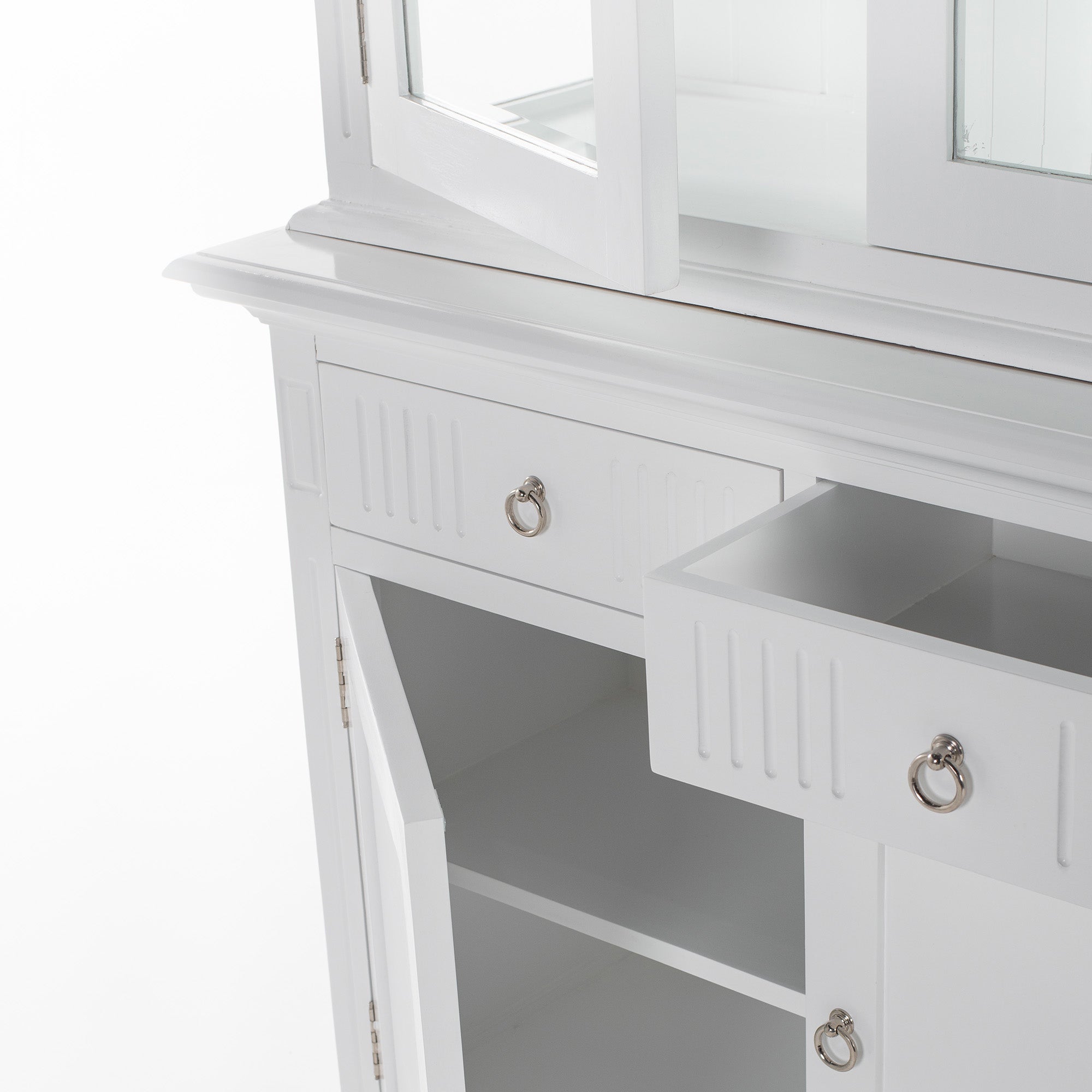 Skansen Glass-Display Hutch Unit with 4 Doors and 2 Drawers