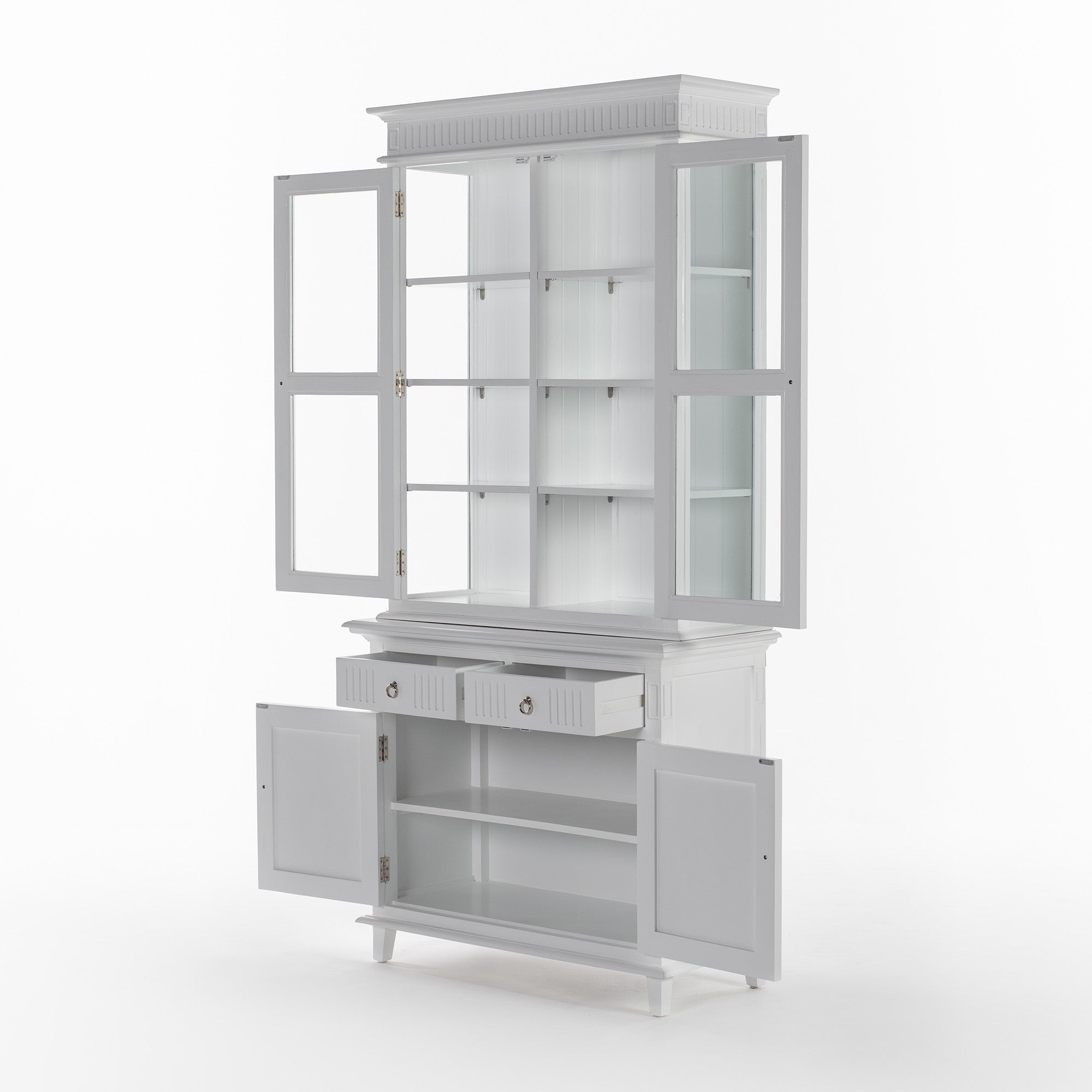 Skansen Glass-Display Hutch Unit with 4 Doors and 2 Drawers