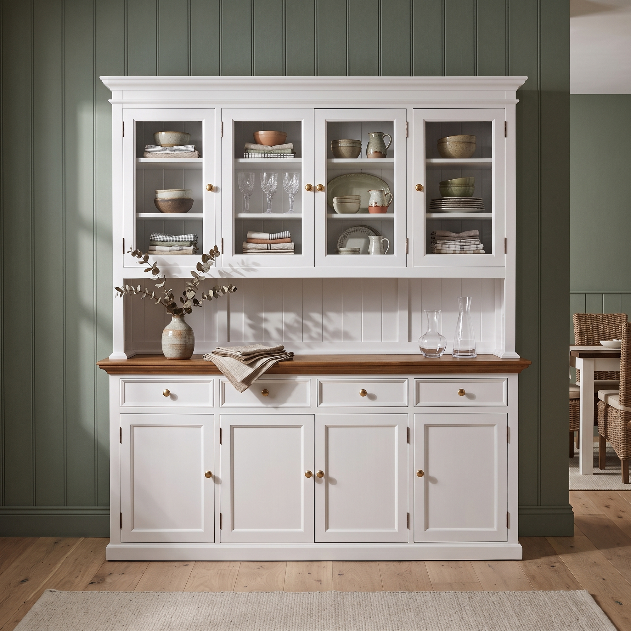 Corfu Buffet Hutch Unit with 4 Glass Doors 71''