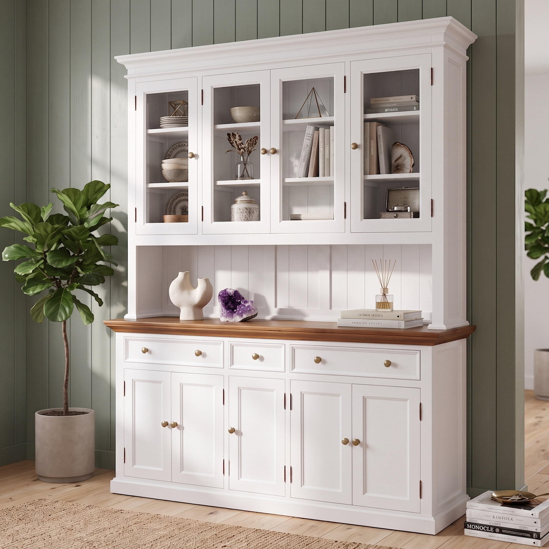 Corfu Buffet Hutch Unit with 4 Glass Doors 71''