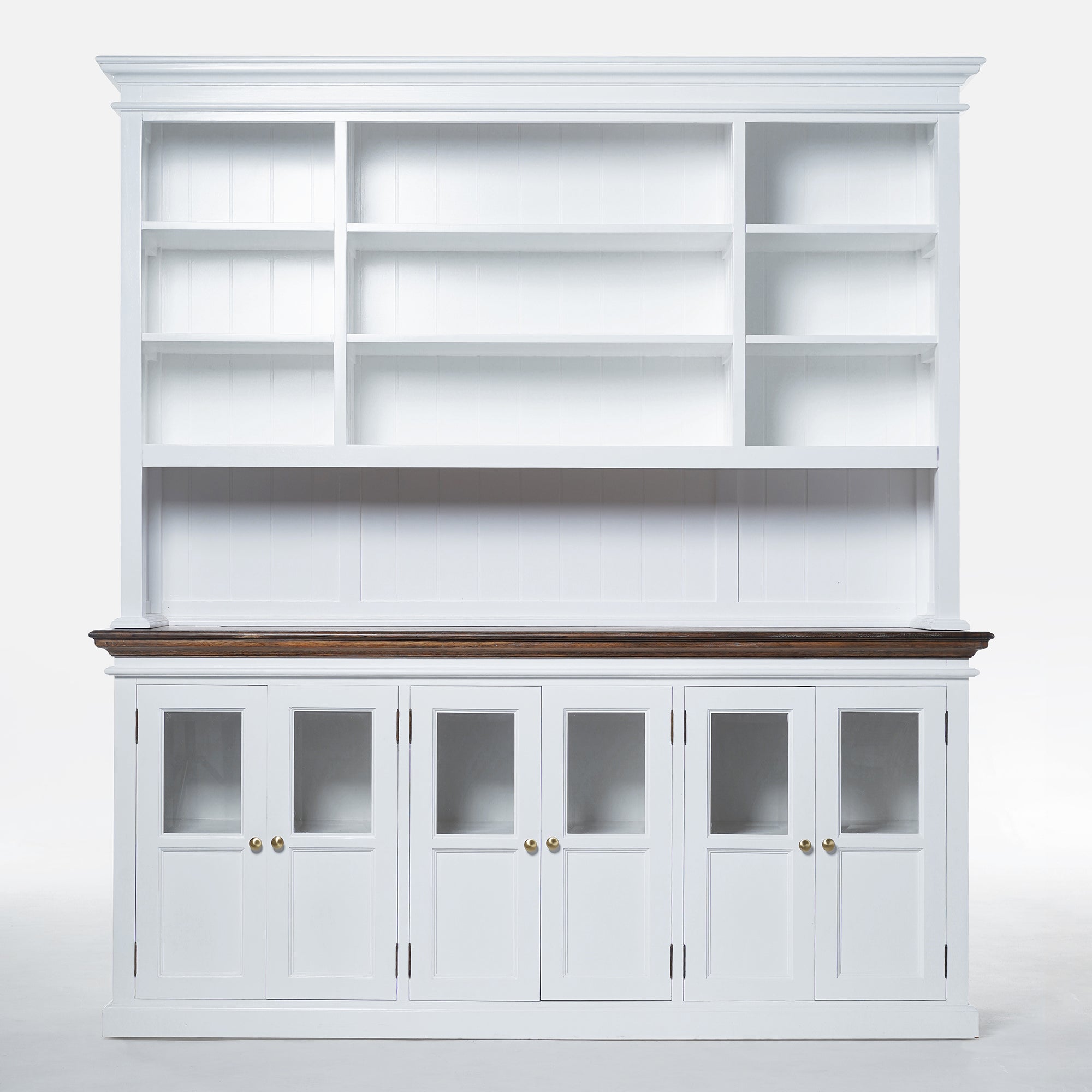 Corfu Large Hutch Bookcase Unit with 6 Glass Doors 79''