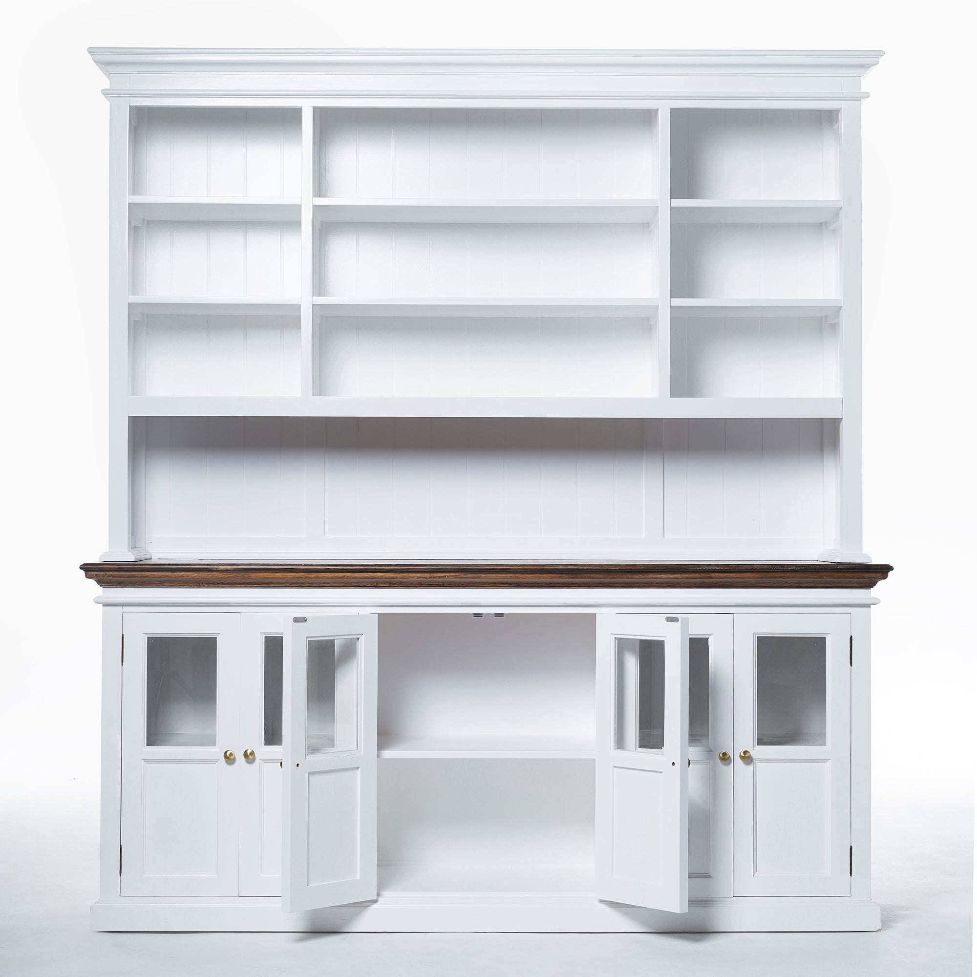 Corfu Large Hutch Bookcase Unit with 6 Glass Doors 79''