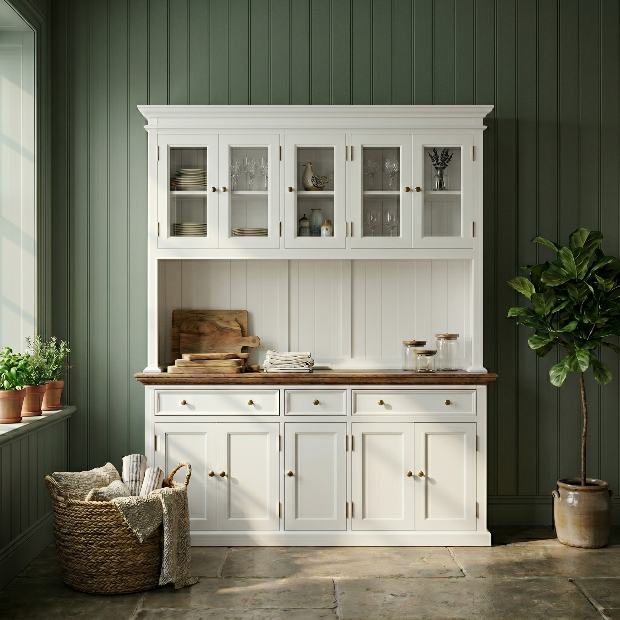 Corfu Buffet Hutch Unit with 5 Glass Doors