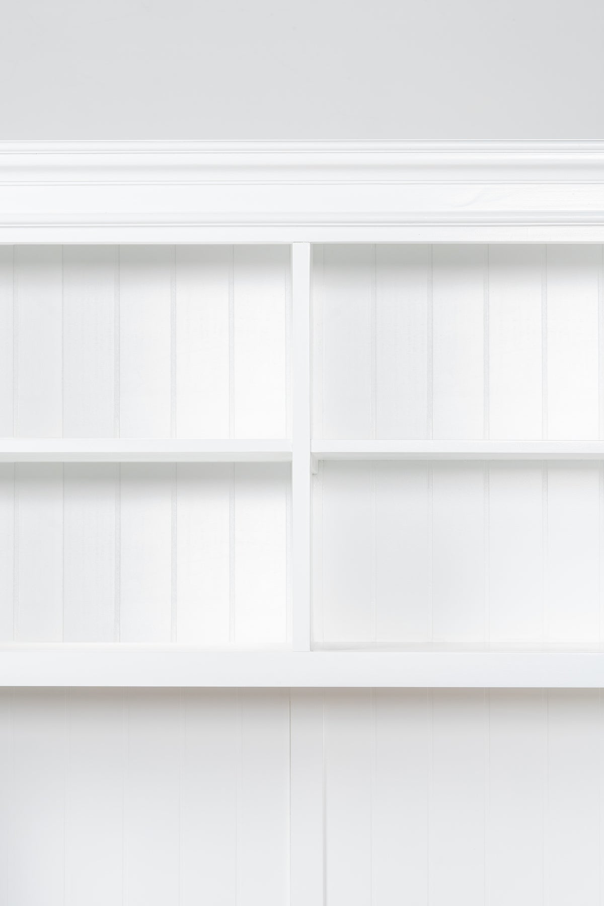 NovaSolo Corfu Hutch Unit with 4 Open Shelves and 2 Drawers, Classic White & Medium Brown, close-up detail