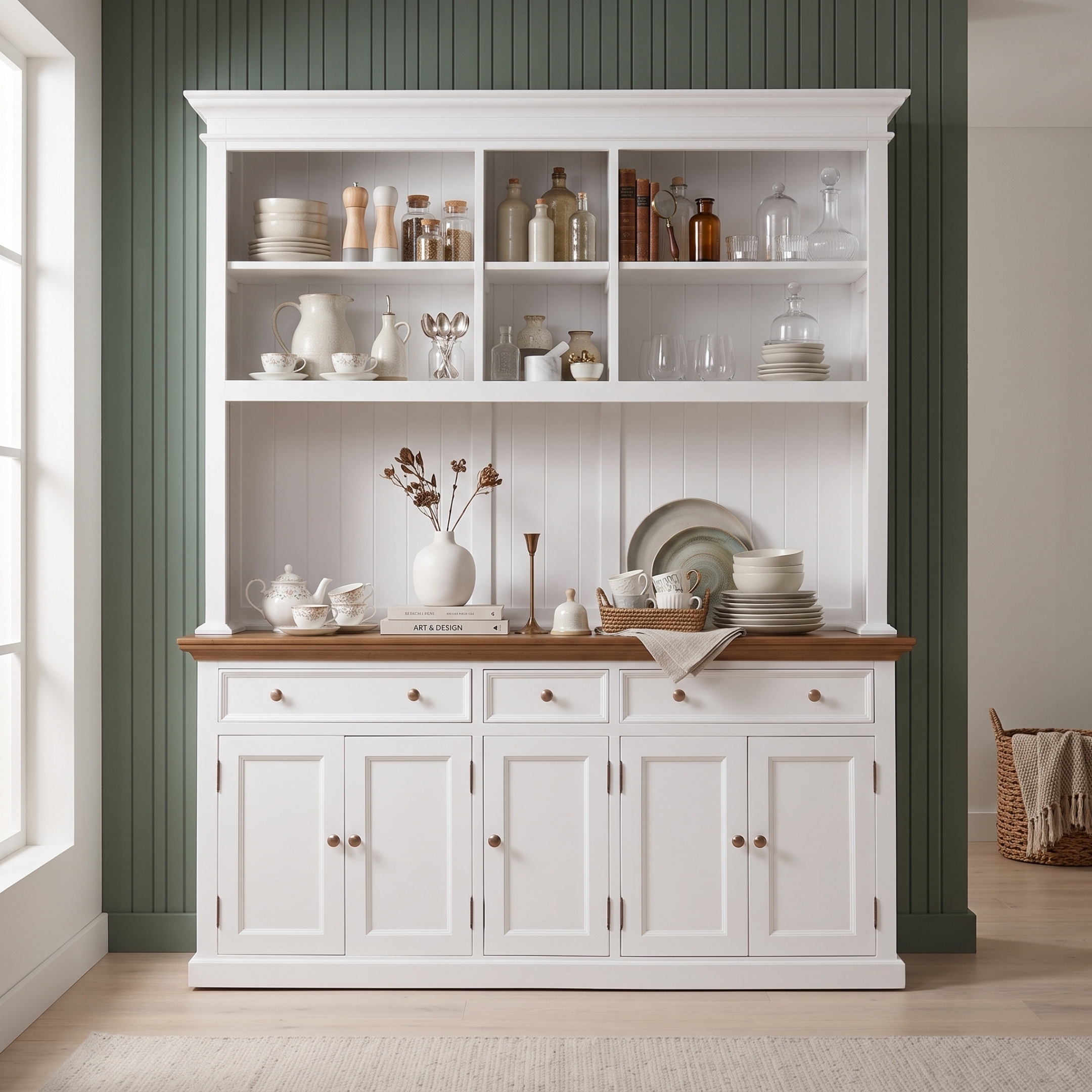 Corfu Hutch Bookcase Unit with 6 Open Shelves 71''