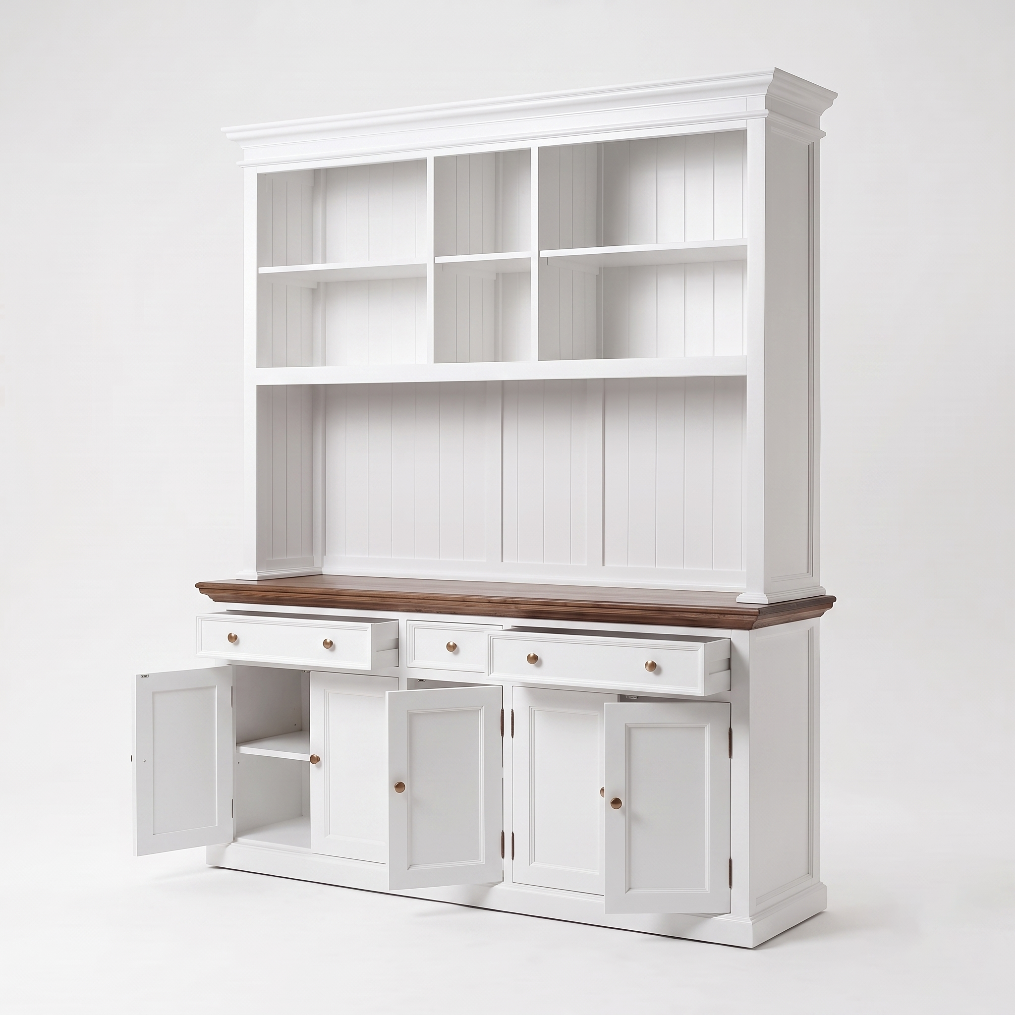 Corfu Hutch Bookcase Unit with 6 Open Shelves 71''