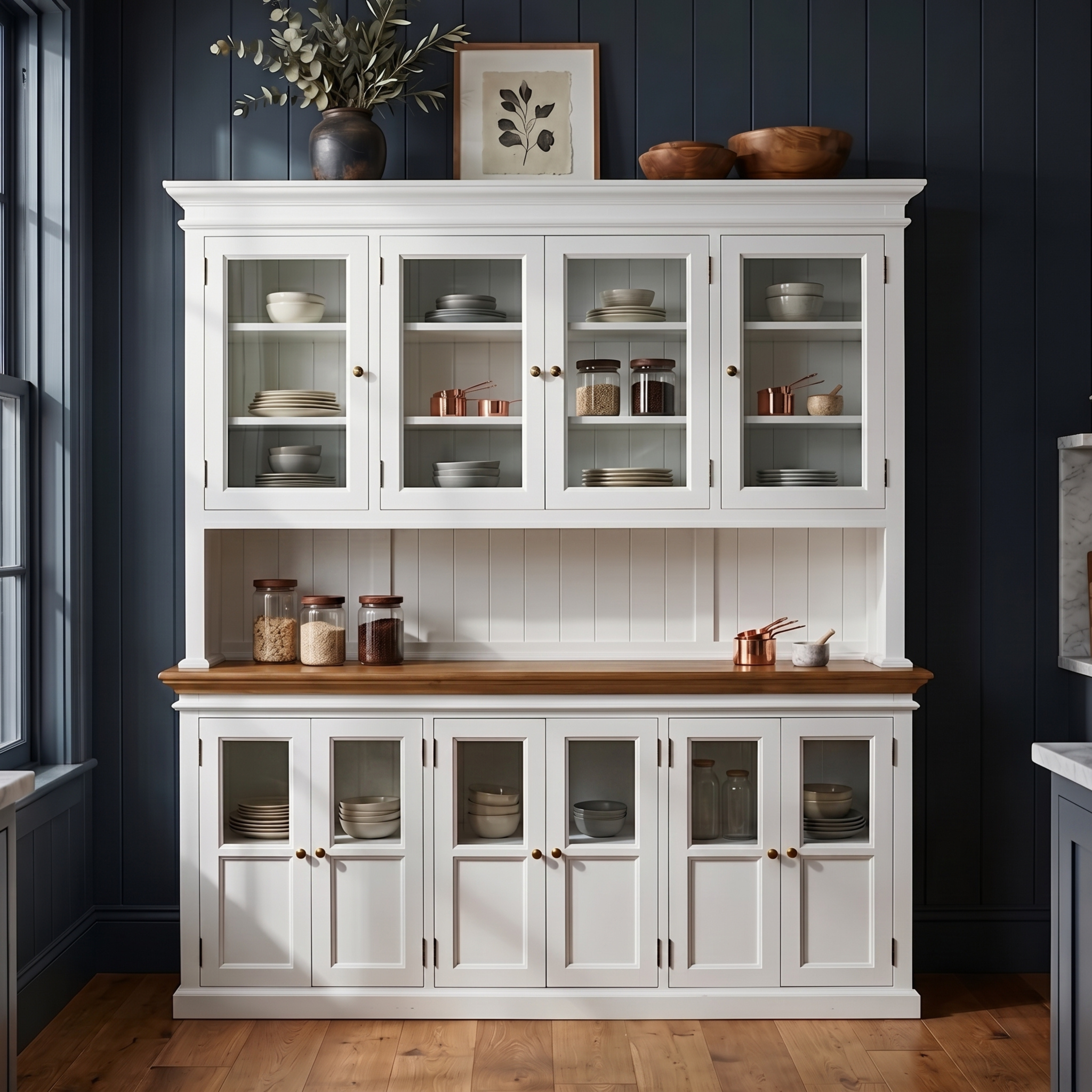 Corfu Hutch Unit with Glass Doors 71''