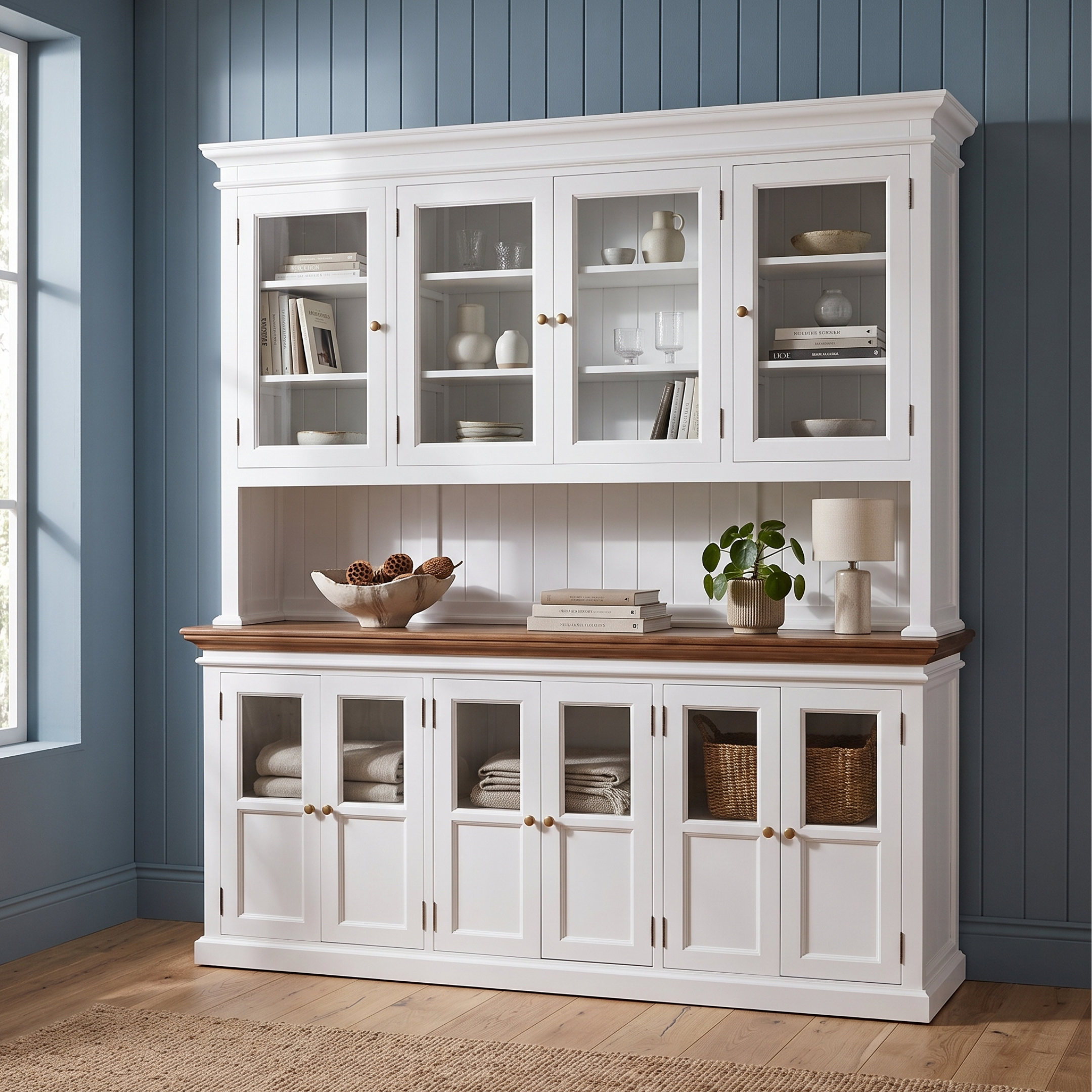Corfu Hutch Unit with Glass Doors 71''