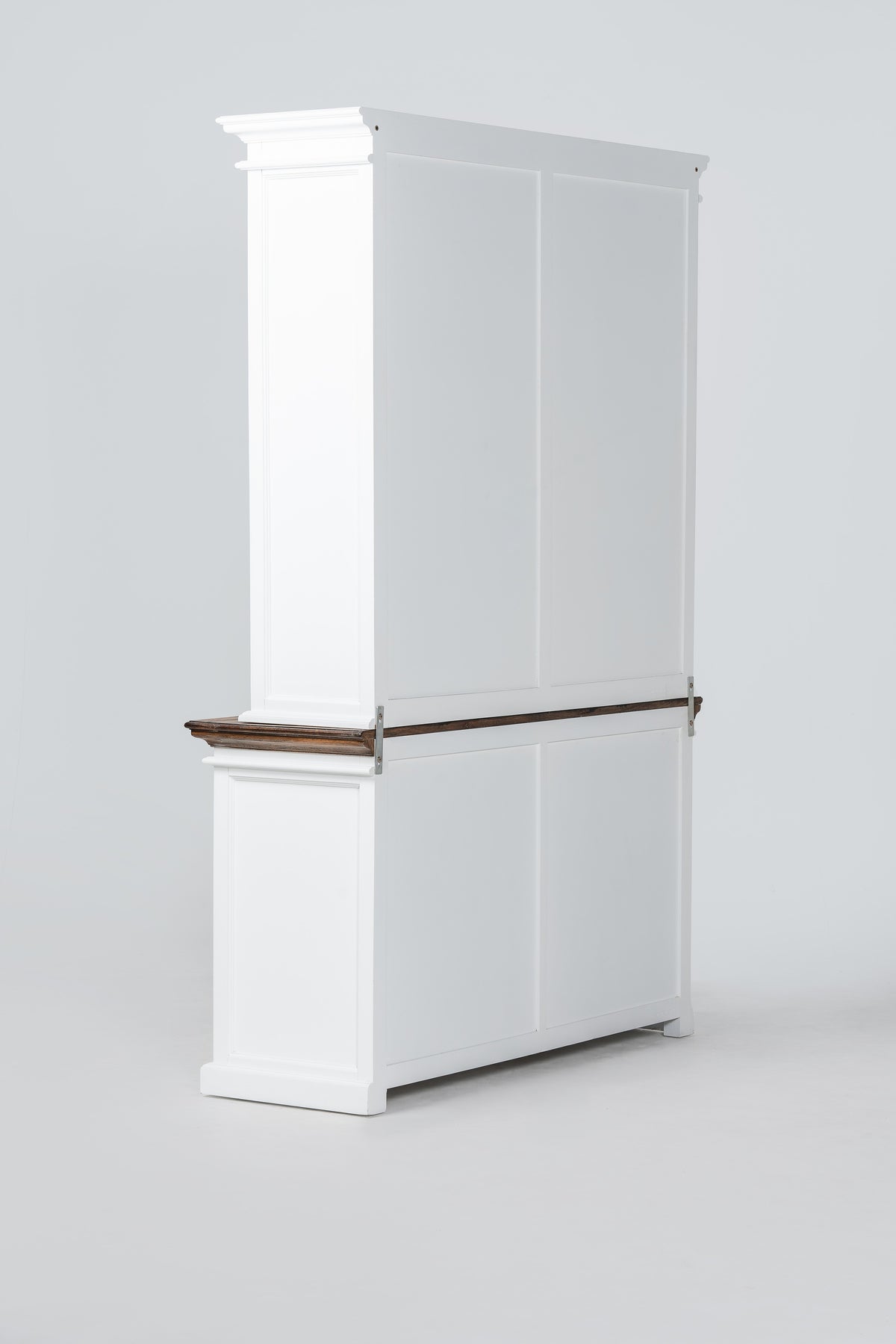 NovaSolo Corfu Hutch Unit with 4 Glass Doors, Classic White & Medium Brown, studio view