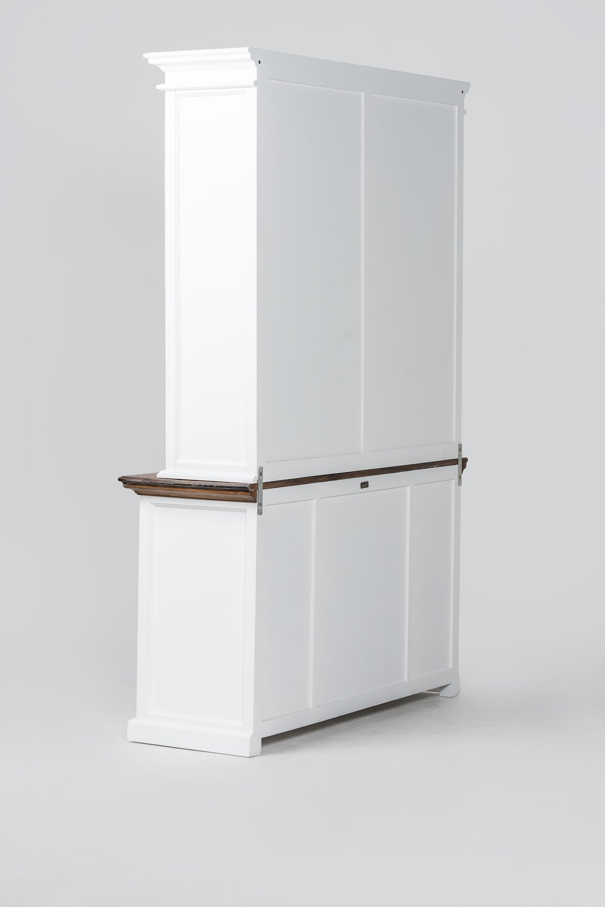NovaSolo Corfu Hutch Unit with 2 Glass Doors, Classic White & Medium Brown, studio view