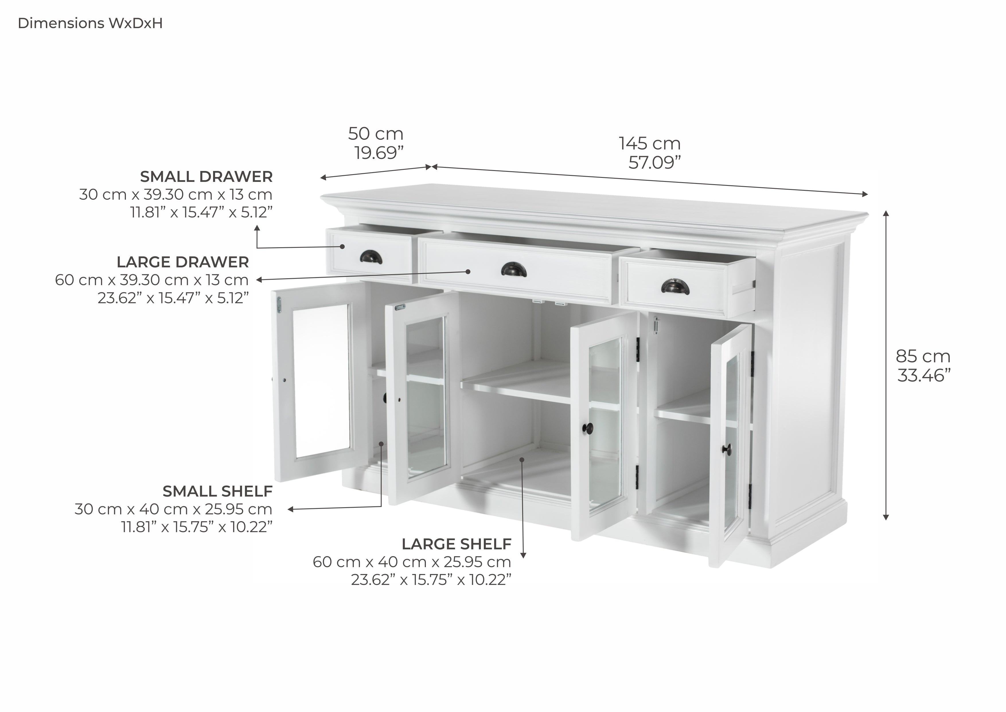 Buffet with 4 Glass Doors 3 Drawers