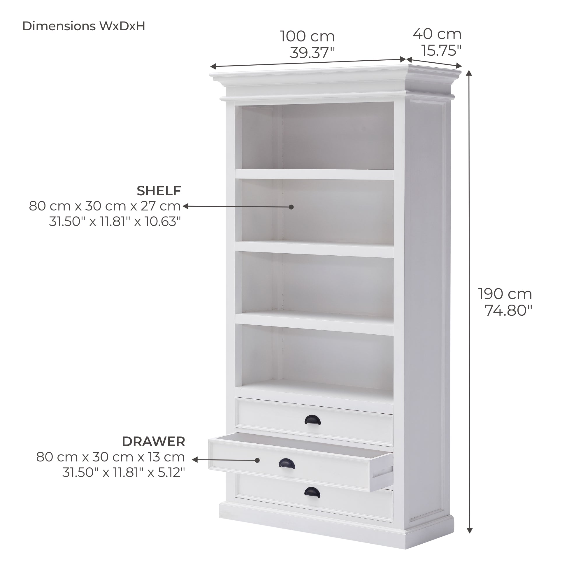 Halifax Bookcase with 3 Drawers