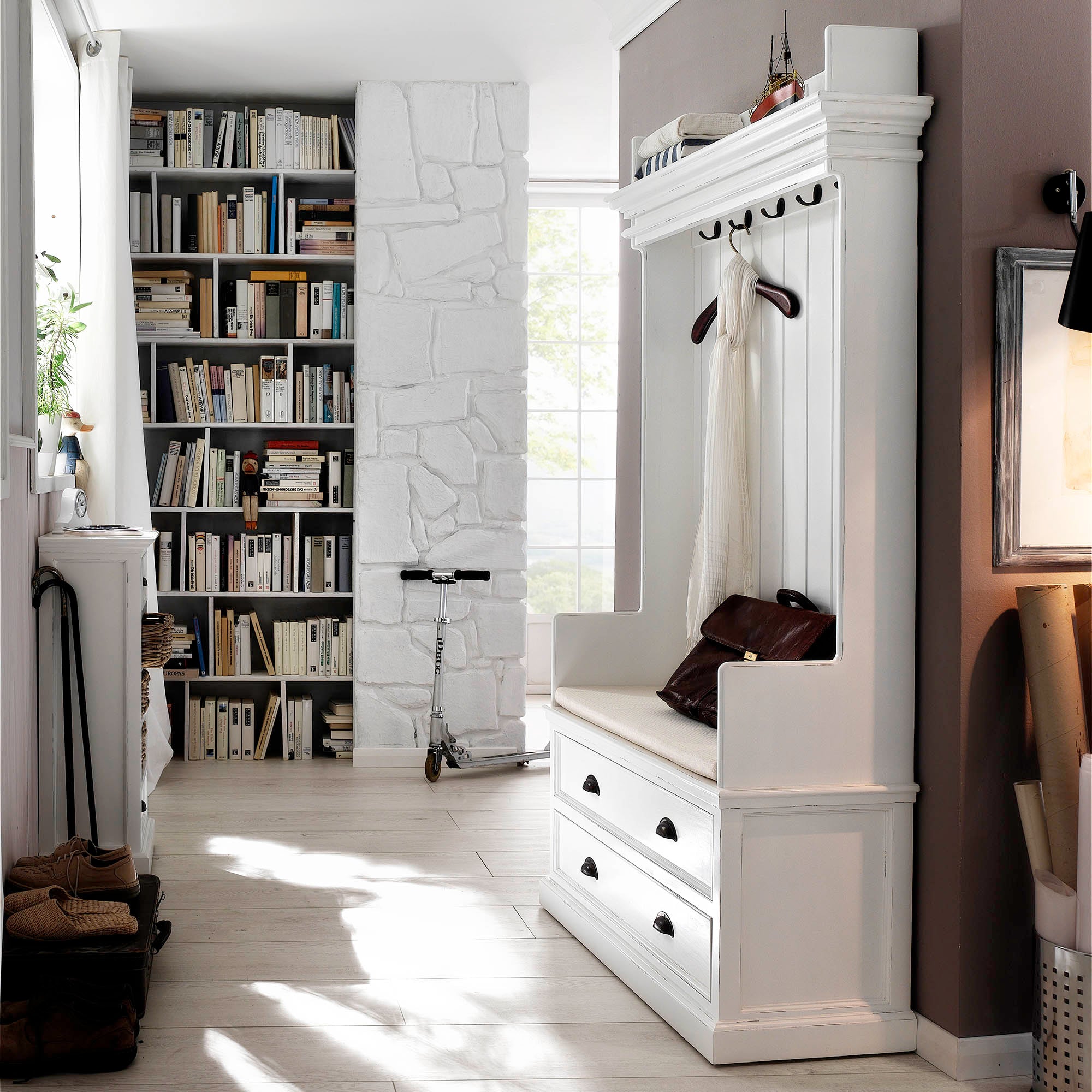 Halifax Entryway Coat Rack & Bench Unit