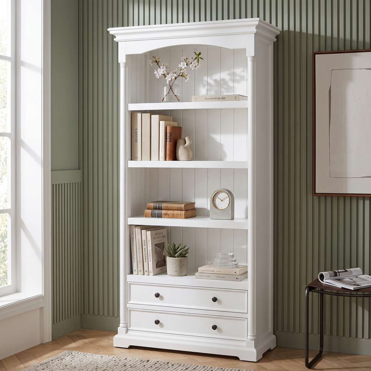 Provence Bookcase with 2 Drawers 40''