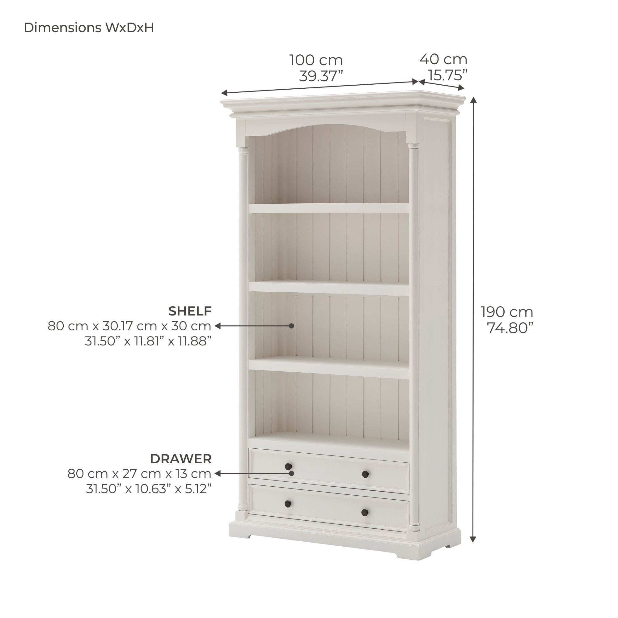 Provence Bookcase with 2 Drawers
