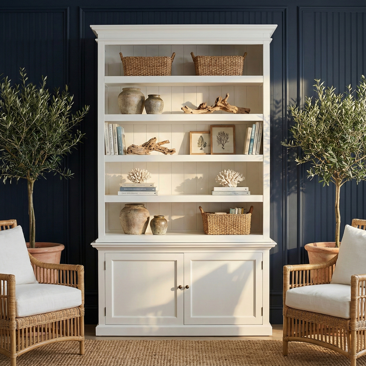 NovaSolo French Style Single Bay Hutch Cabinet | Classic White