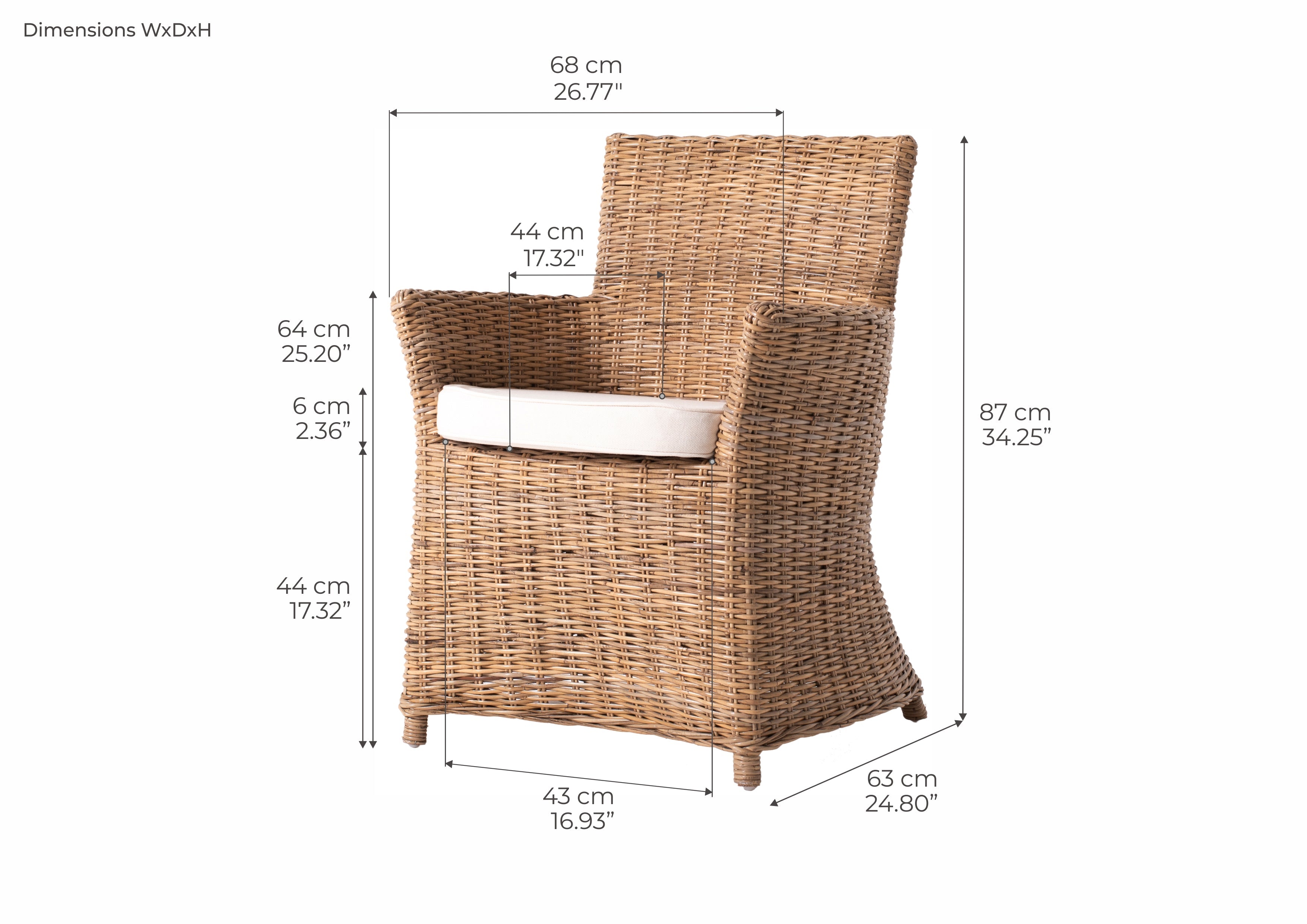 Bishop Kubu Rattan Arm Chair (Set of 2)
