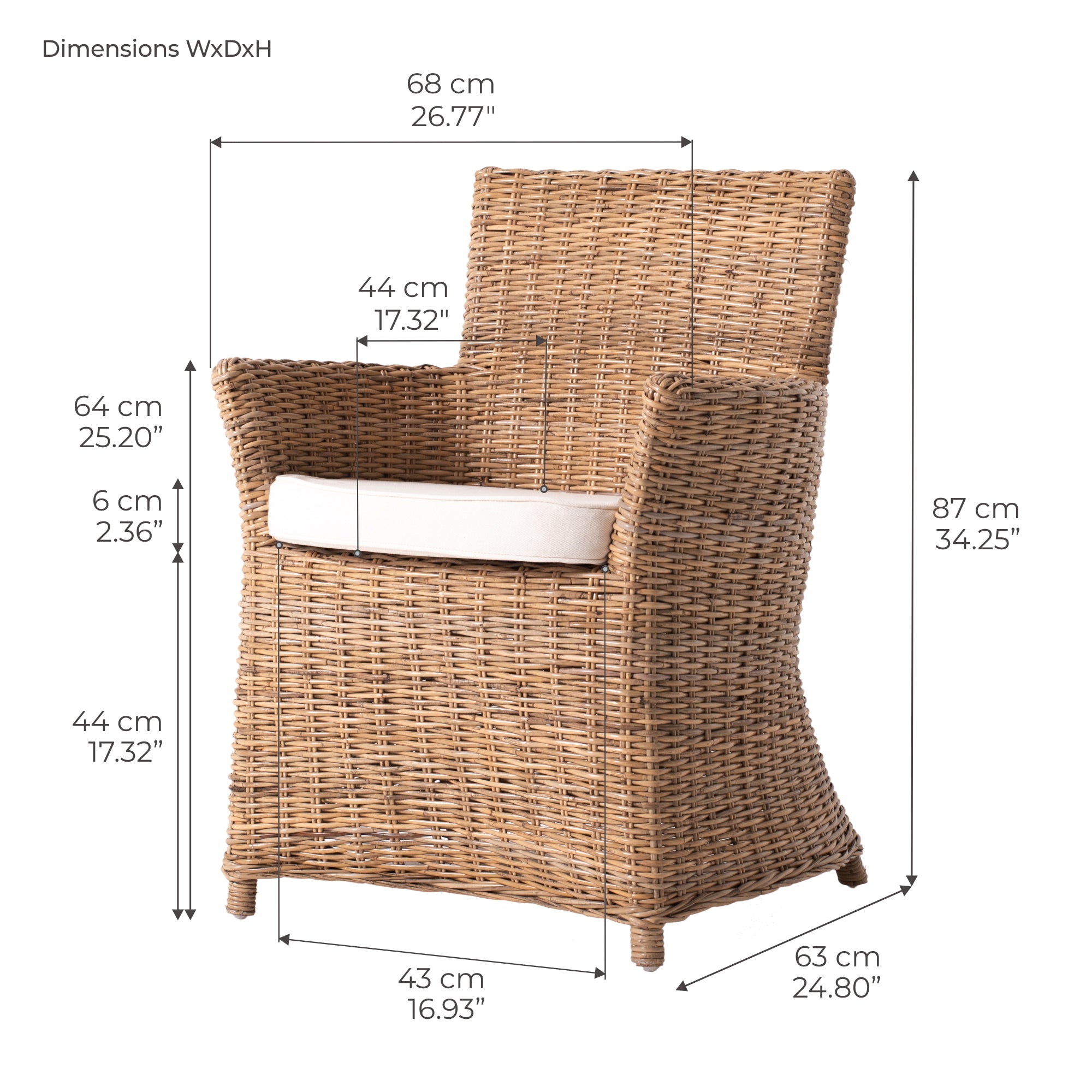 Wickerworks Bishop Dining Chair (Set of 2)