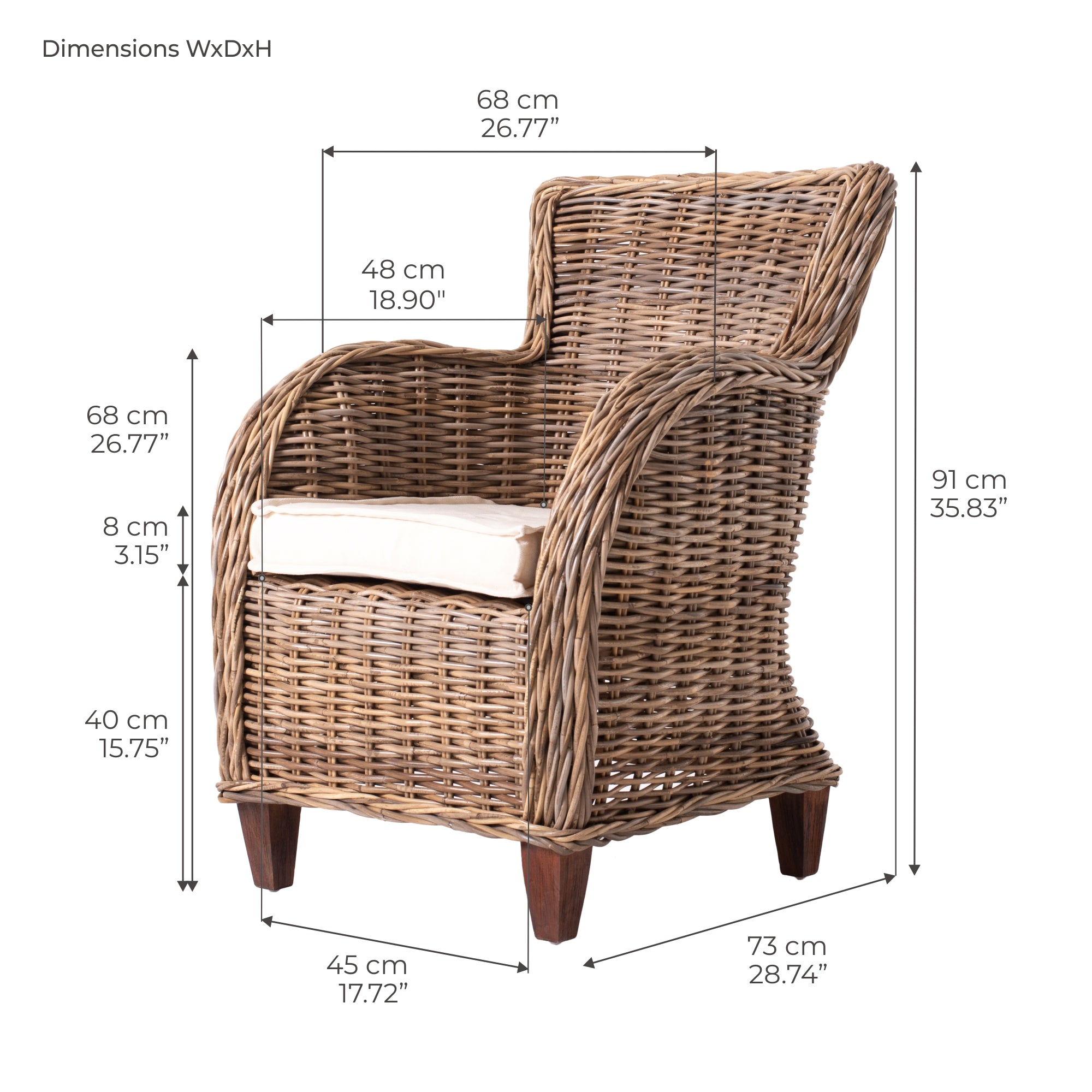 Wickerworks Baron Chair (Set of 2)