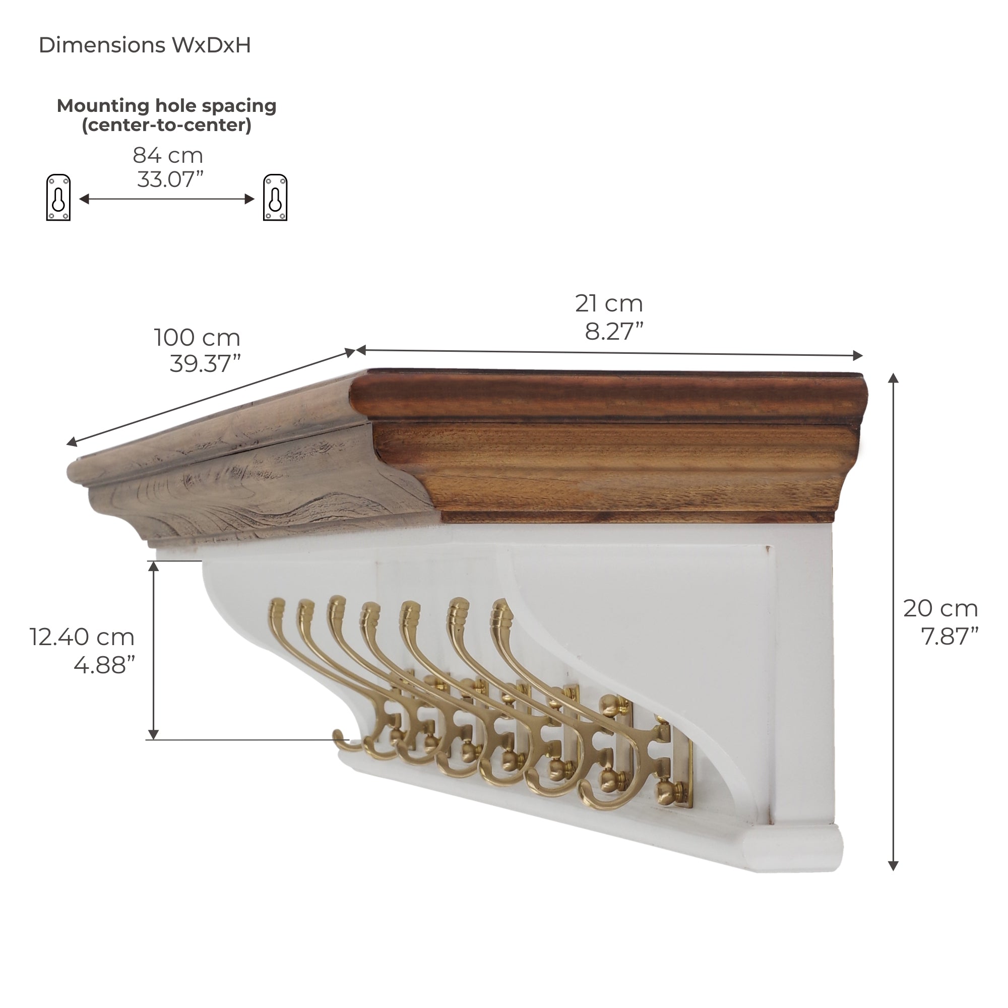Corfu Provincial Coat Rack, Medium Brown