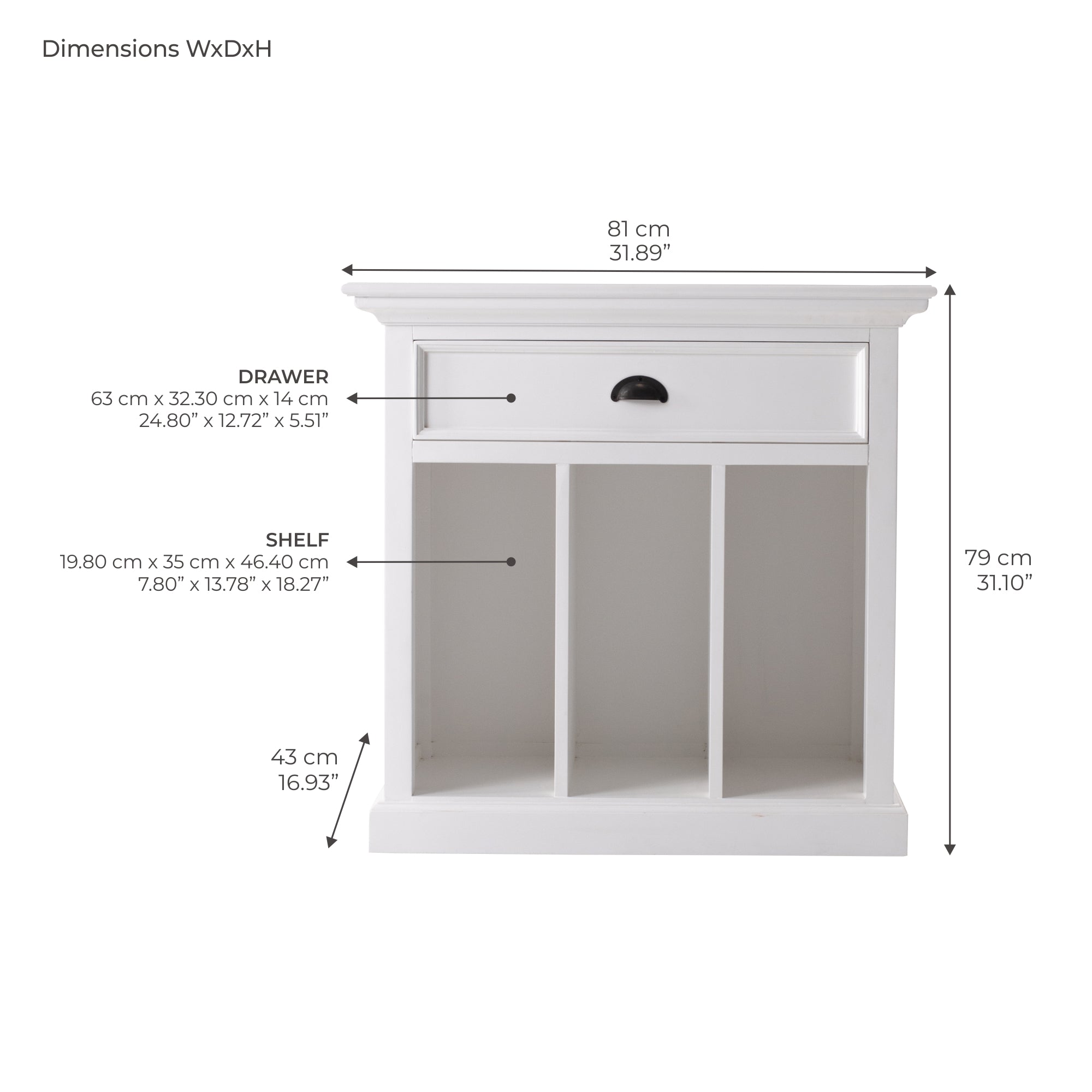 Halifax Grand Bedside Table with Dividers