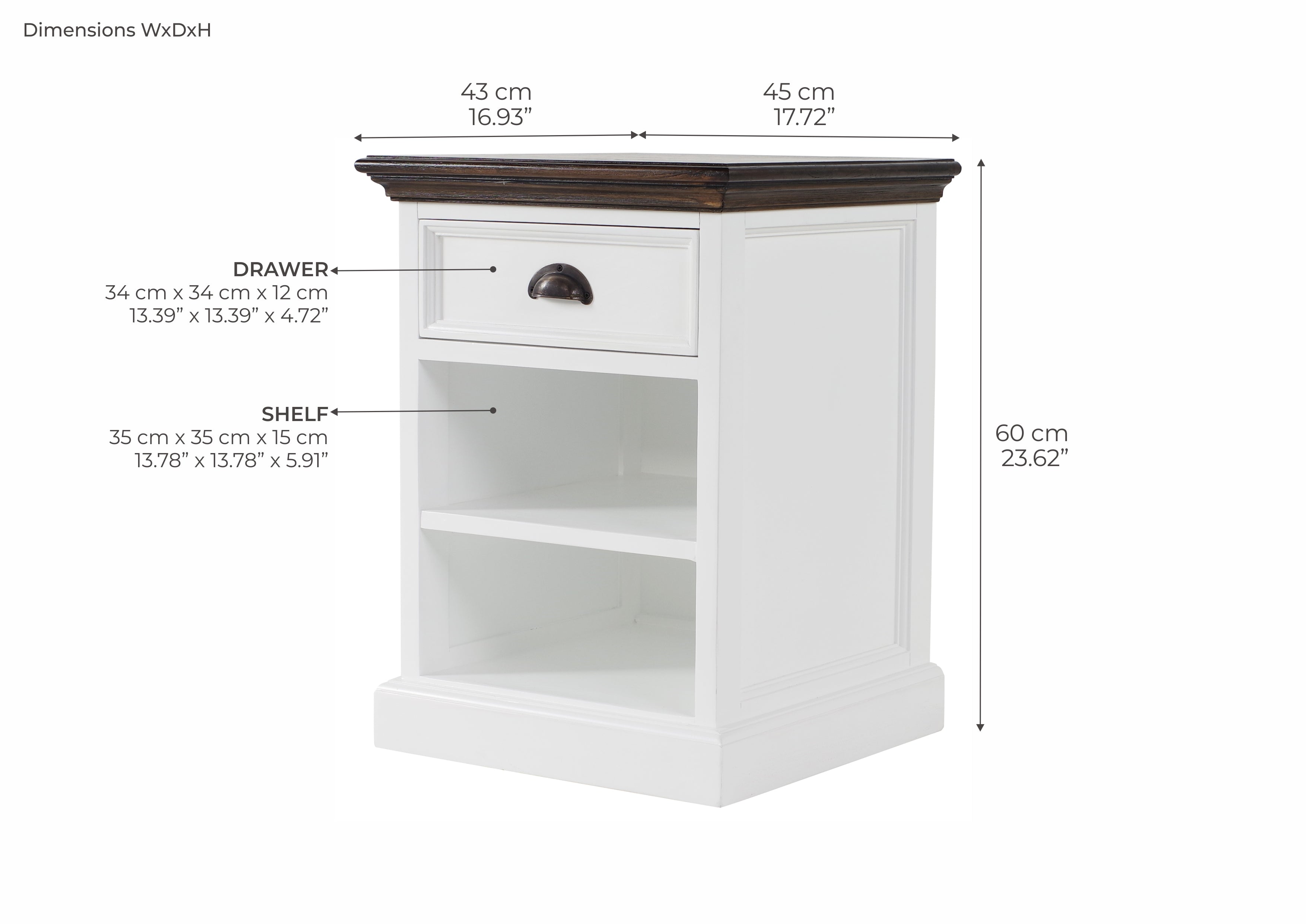 Corfu Bedside Table with Shelves