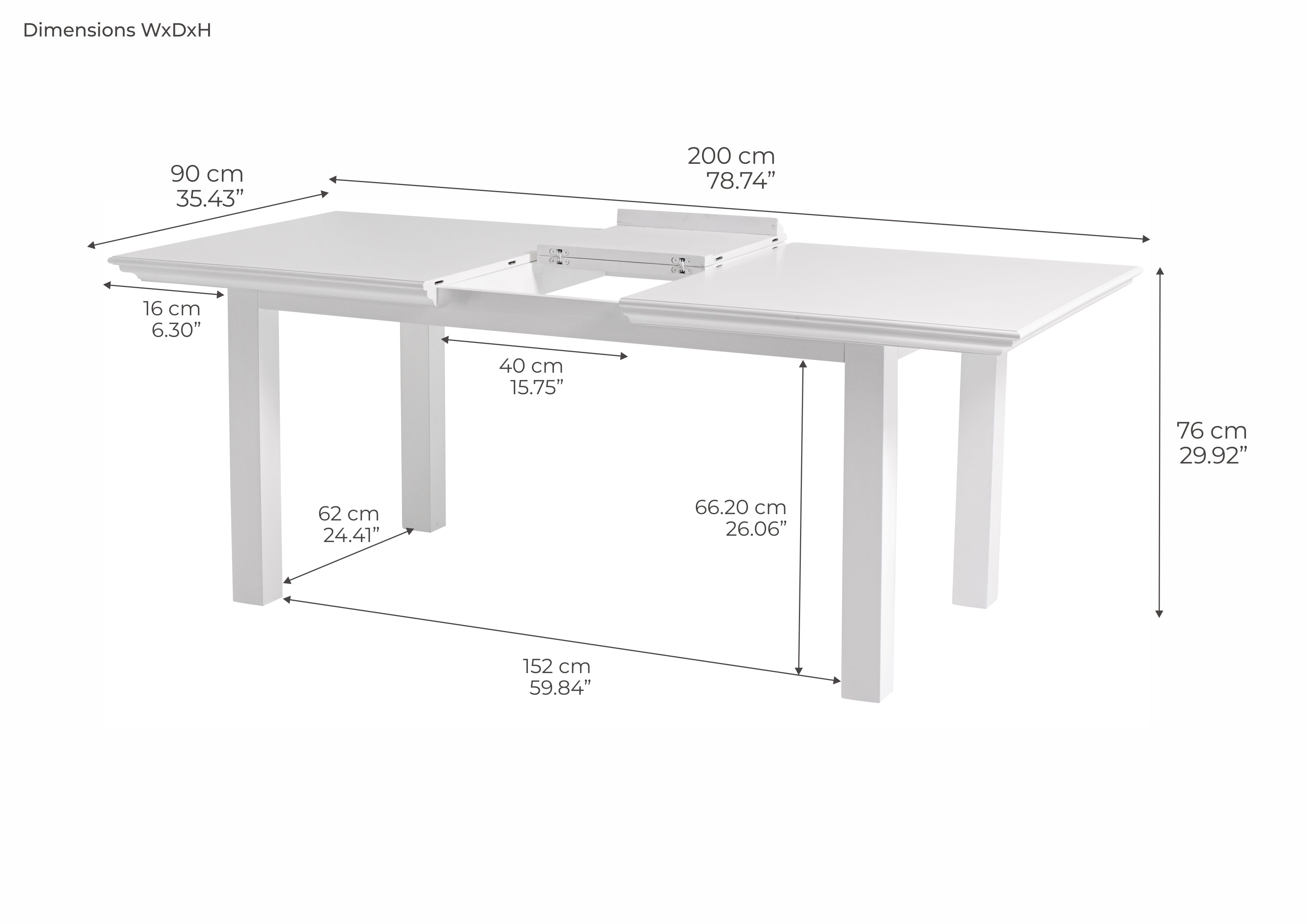 Halifax Extension Dining Table  - White