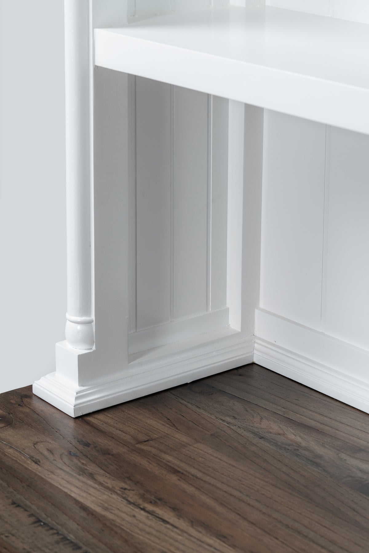 NovaSolo Corfu Provincial Secretary Desk with Hutch, Classic White & Dark Brown, close-up detail