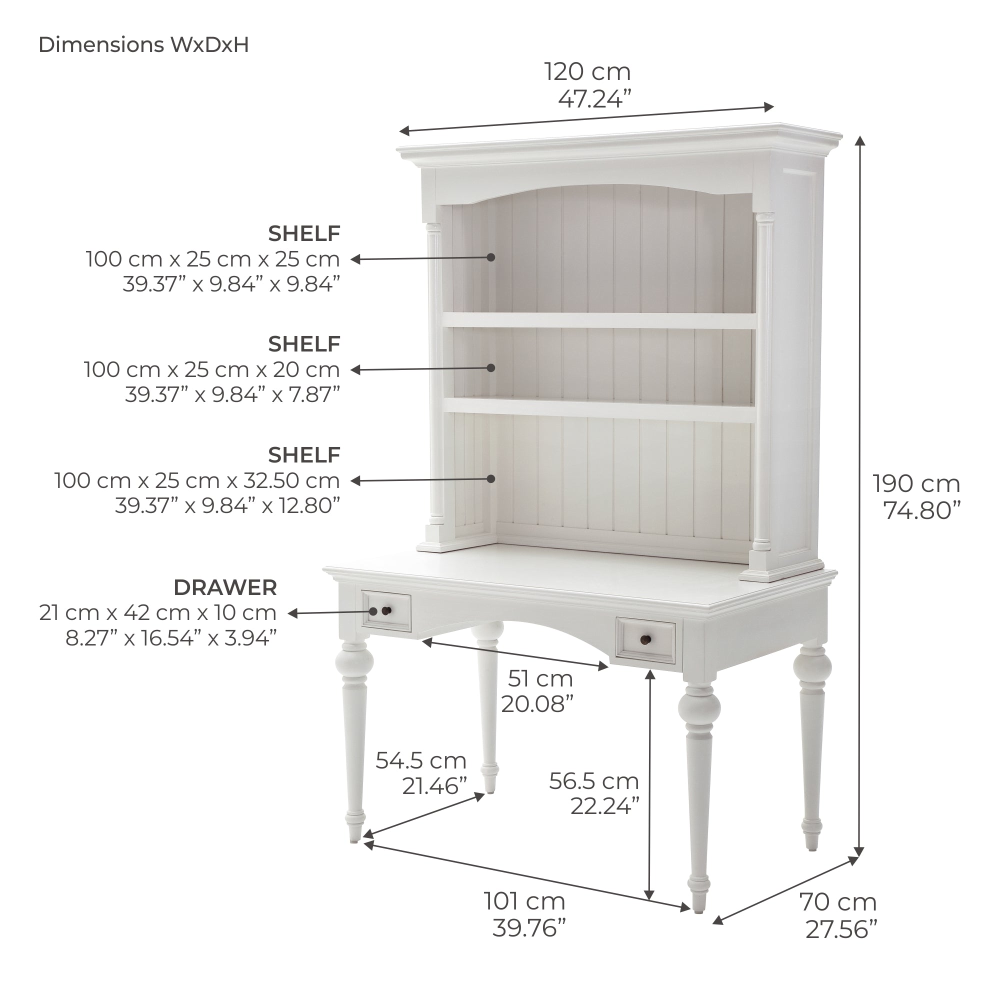 Provence Secretary Desk with Hutch