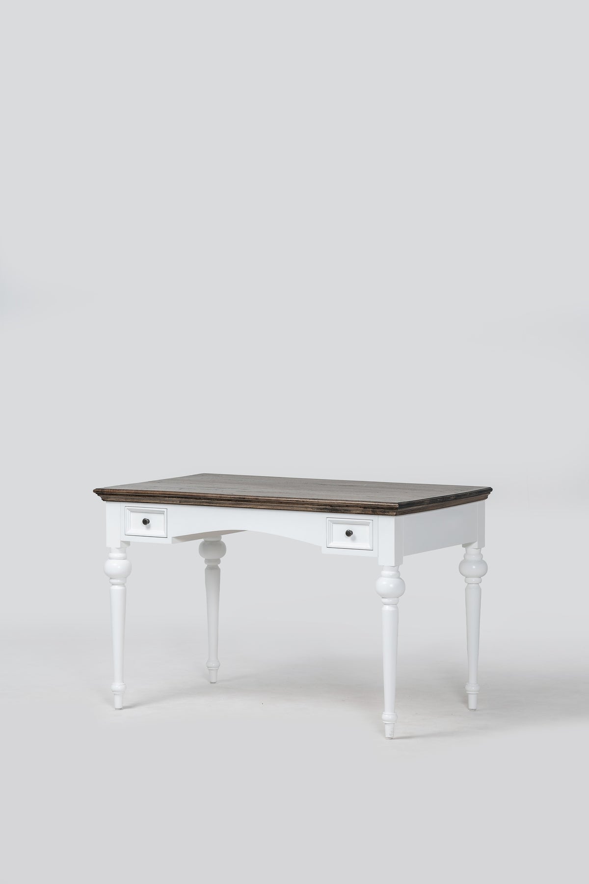 NovaSolo Corfu Provincial Desk, Classic White & Dark Brown, studio view