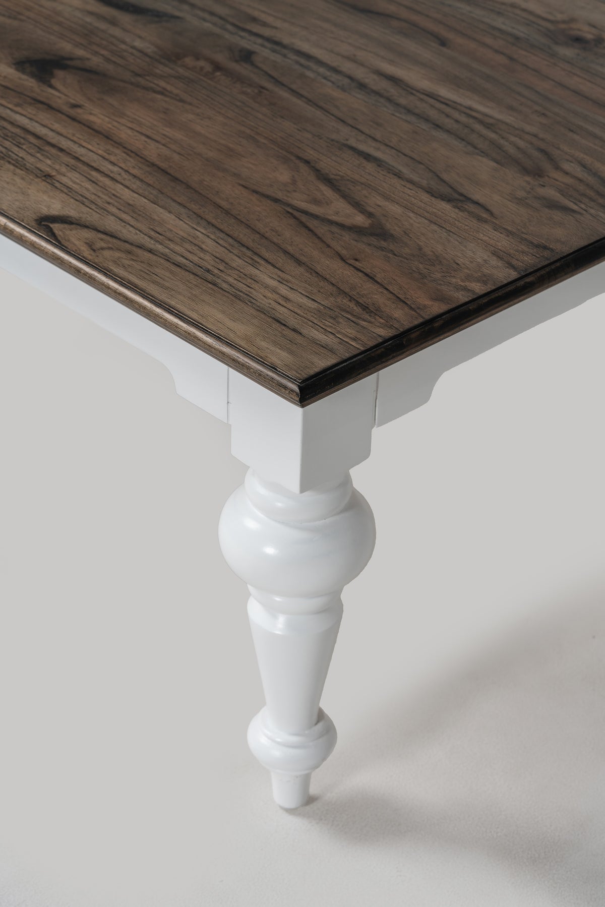 NovaSolo Corfu Provincial Square Coffee Table, Classic White & Dark Brown, close-up detail