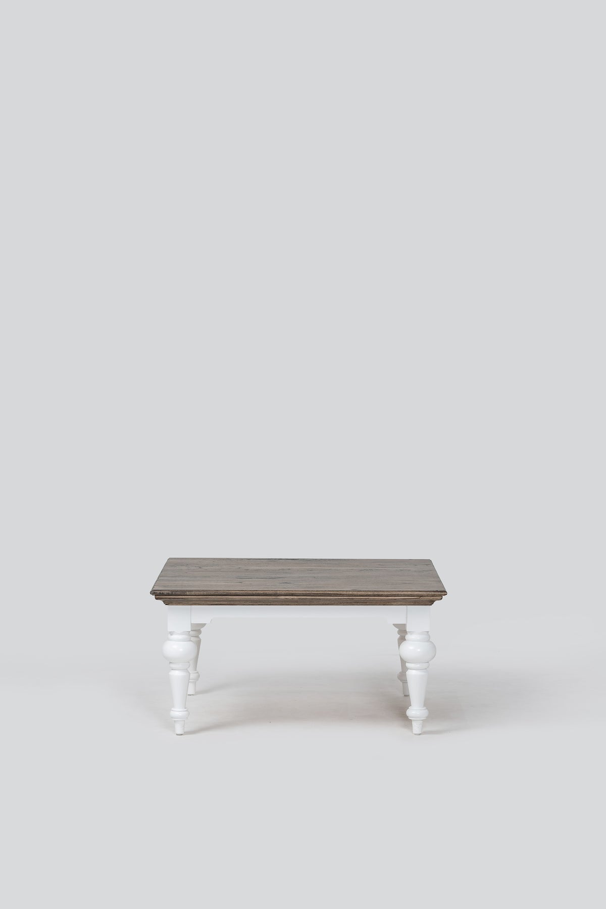 NovaSolo Corfu Provincial Square Coffee Table, Classic White & Dark Brown, front view on a white background