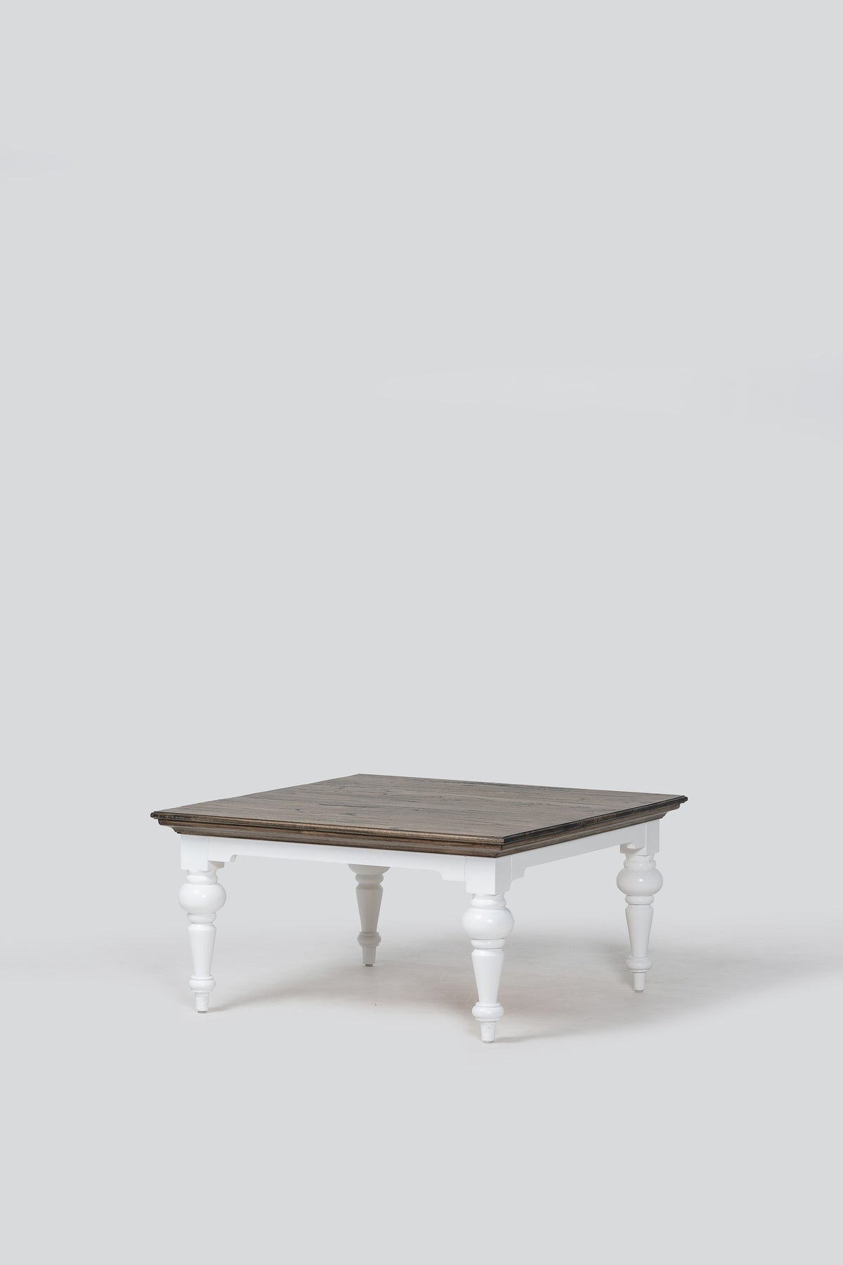 NovaSolo Corfu Provincial Square Coffee Table, Classic White & Dark Brown, studio view