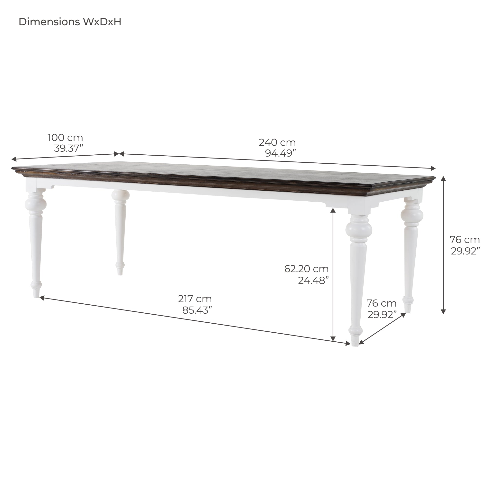 Corfu Provincial Dining Table, Dark Brown