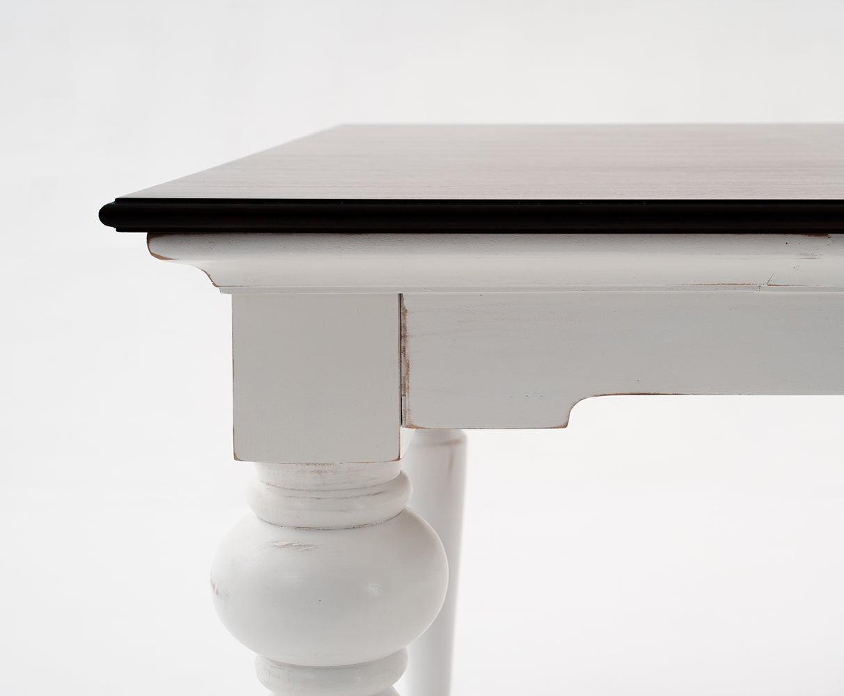 Provence Dining Table 95" - White With Dark Brown Top