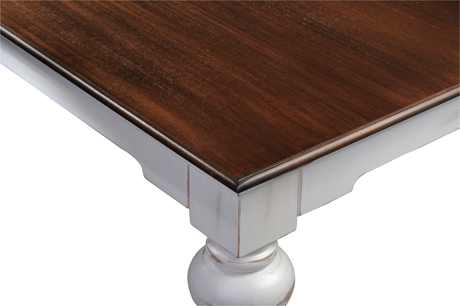 Provence Dining Table 95" - White With Dark Brown Top