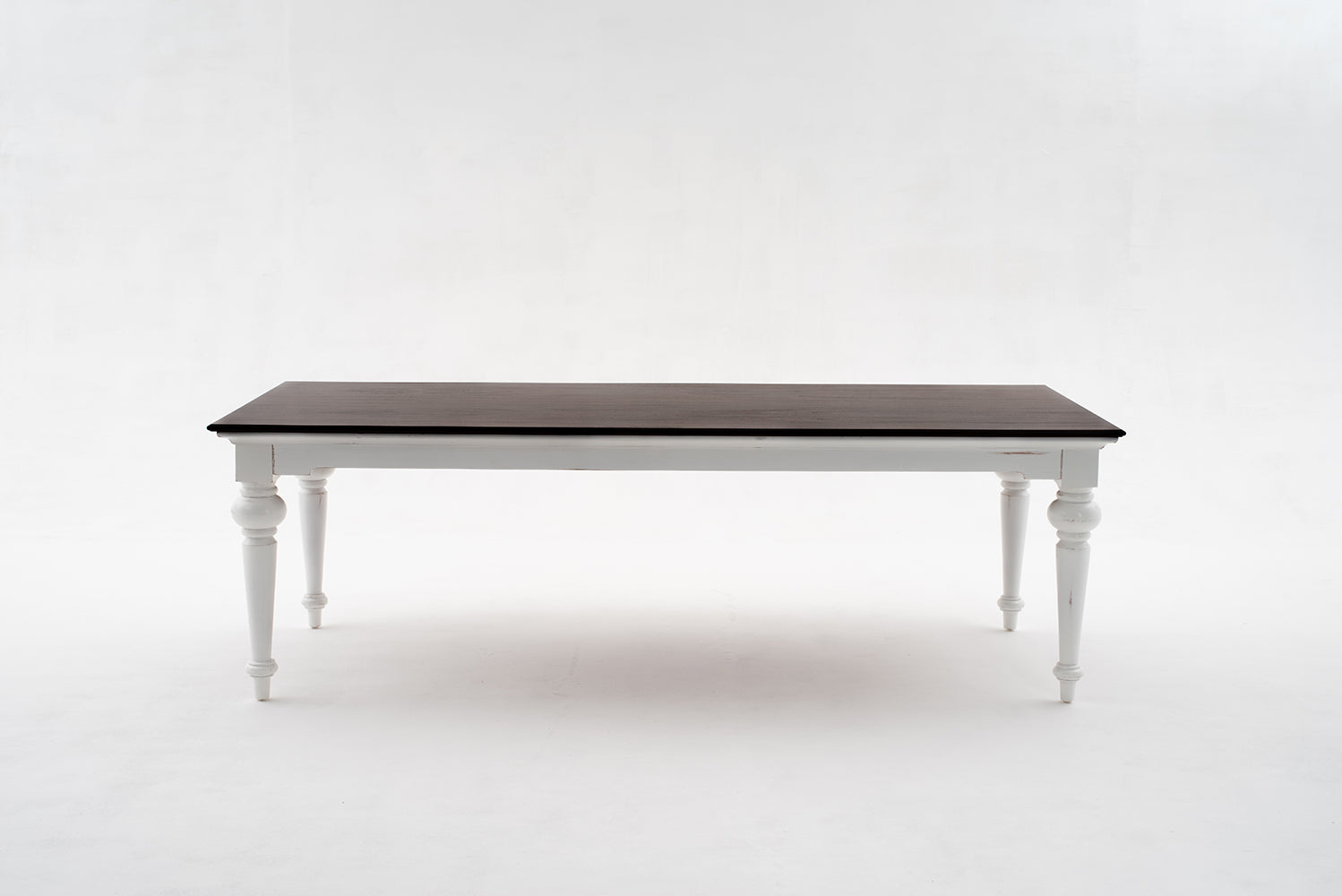 Provence Dining Table 95" - White With Dark Brown Top
