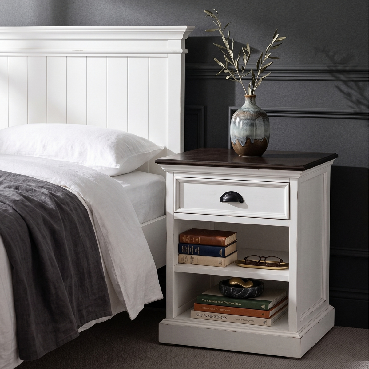 Halifax Accent Bedside Table with Shelves