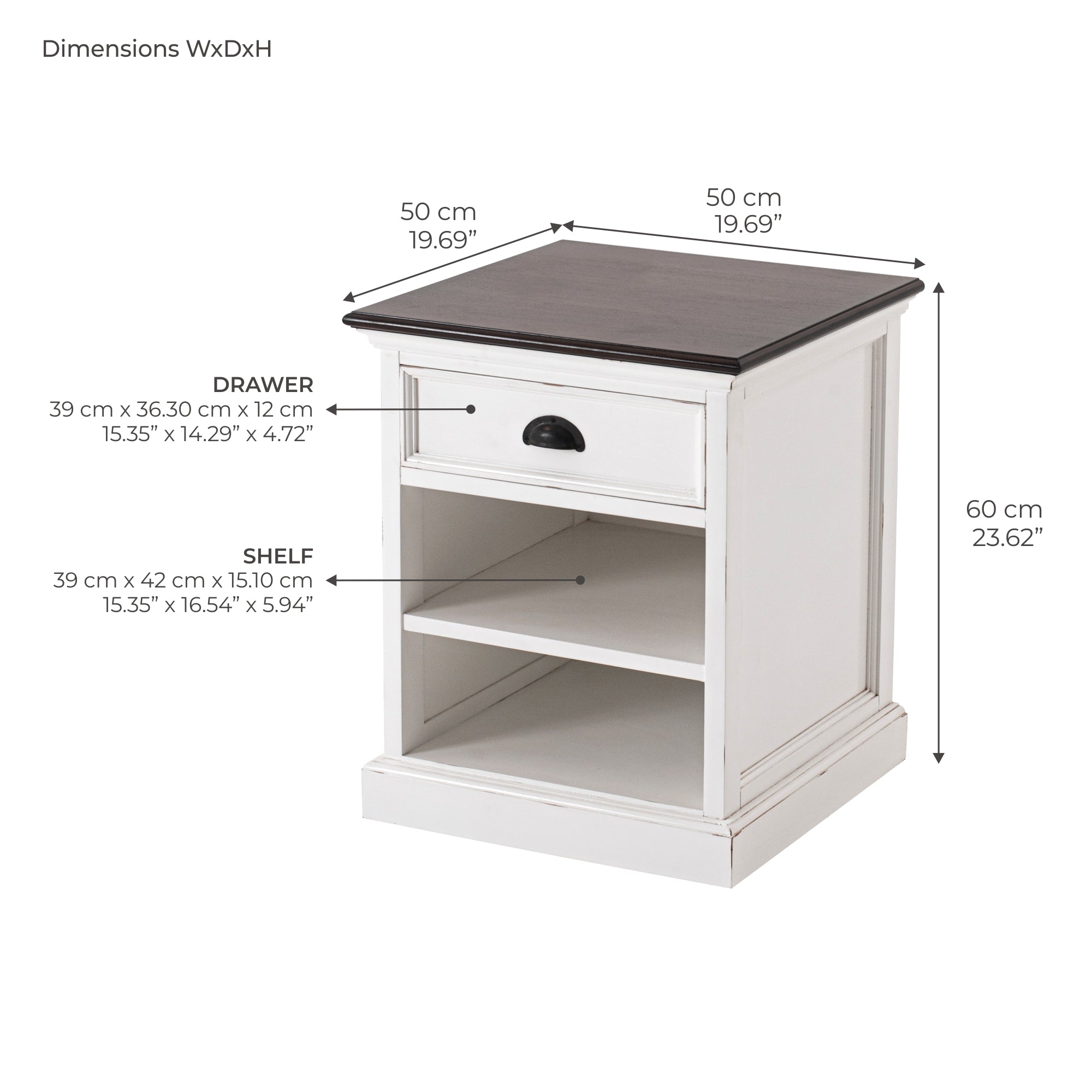 Halifax Accent Bedside Table with Shelves