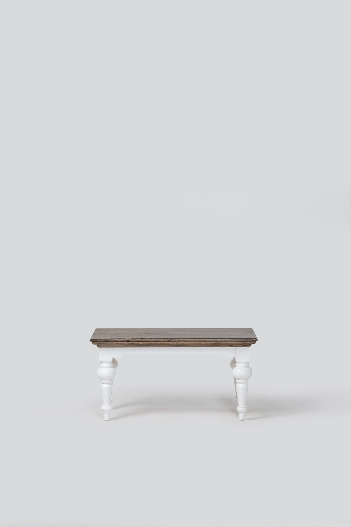 NovaSolo Corfu Provincial Rectangular Coffee Table, Classic White & Dark Brown, front view on a white background