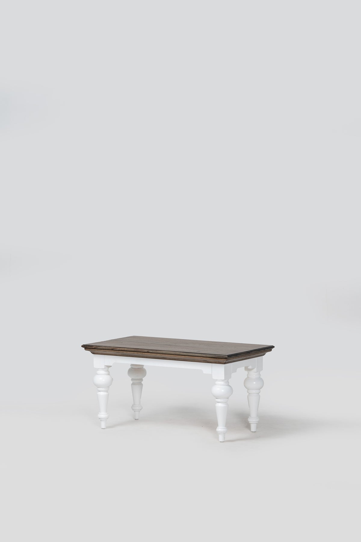 NovaSolo Corfu Provincial Rectangular Coffee Table, Classic White & Dark Brown, studio view