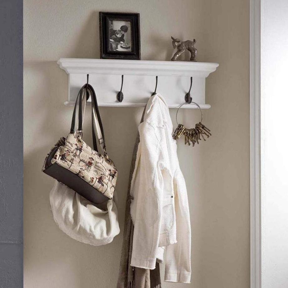 Halifax Coat Hanger Wall Unit 4 Hooks - White-Coat Rack-by NovaSolo-I Wanna Go Home