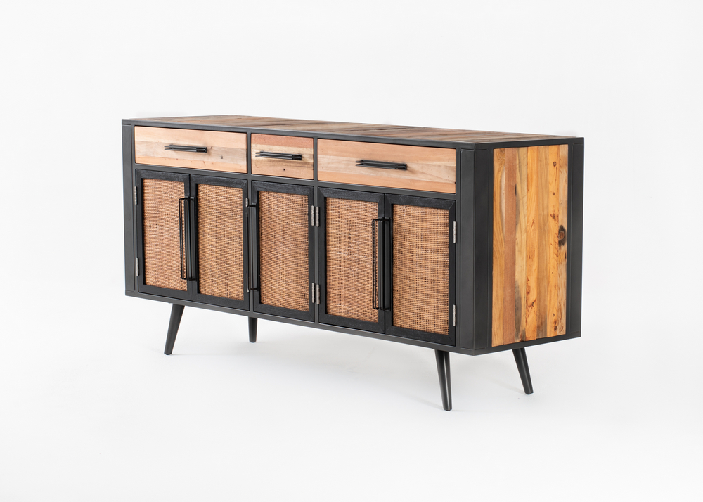 Nordic Rattan Buffet 5 Doors 3 Drawers_4